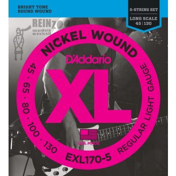 D'Addario Strings : EXL 170-5 Nickel Round Wound