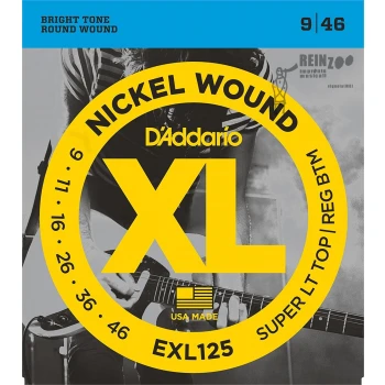 D'Addario EXL125 Set di Corde Rivestite in Nickel per Chitarra Elettrica Super Light Top/Regular Bottom 9-46