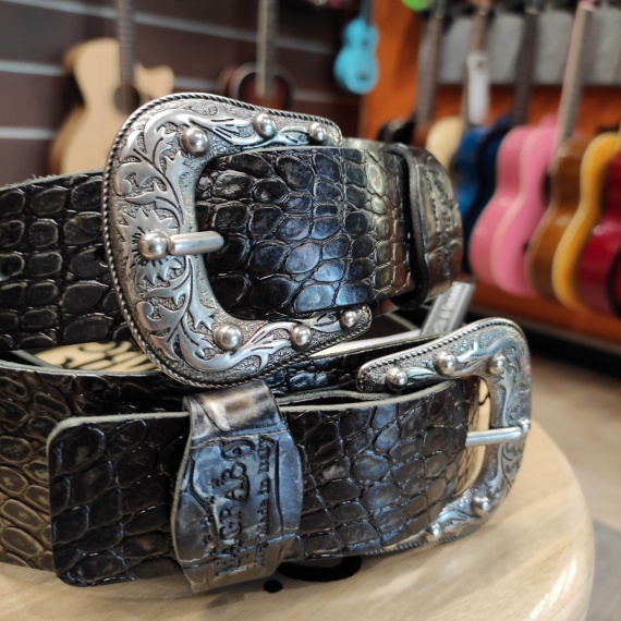 MAGRABO Twin Buckle TC Embossed Cocco Dalma fibbie Tongue Ottone - immagine 3