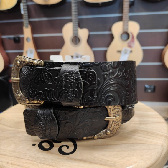 MAGRABO Twin Buckle TC Embossed Flores Nero fibbie Sun Ottone - immagine 2
