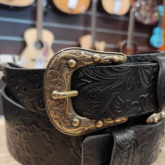 MAGRABO Twin Buckle TC Embossed Flores Nero fibbie Sun Ottone - immagine 6