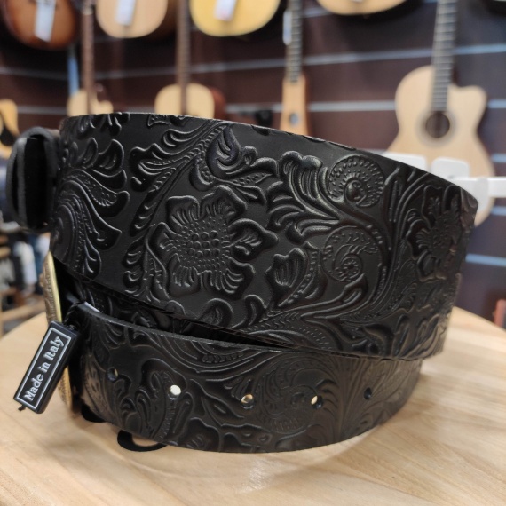 MAGRABO Twin Buckle TC Embossed Flores Nero fibbie Sun Ottone - immagine 5