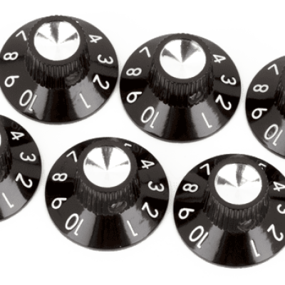 FENDER Pure Vintage Black-Silver Skirted Amplifier Knobs