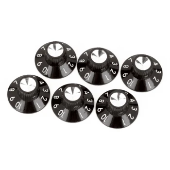 FENDER Pure Vintage Black-Silver Skirted Amplifier Knobs 6PZ