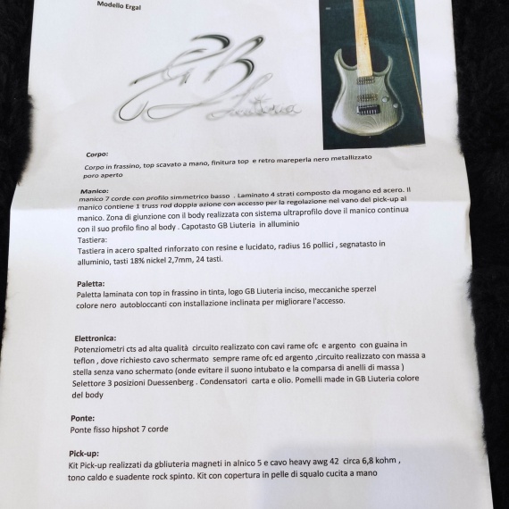 GB Liuteria Ergal 7 Corde 2022 Nero Perlato Metallizzato Opaco - immagine 18
