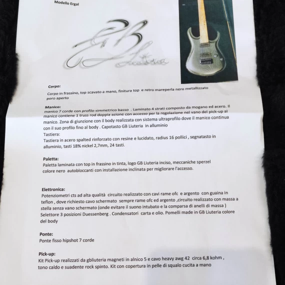 GB Liuteria Ergal 7 Corde 2022 Nero Perlato Metallizzato Opaco - immagine 18